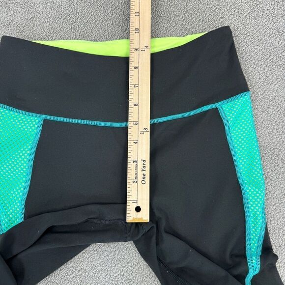 Victoria’s Secret‎ Sport Mesh Accent Ankle Leggings Black Teal Small Mid Rise - Picture 10 of 11